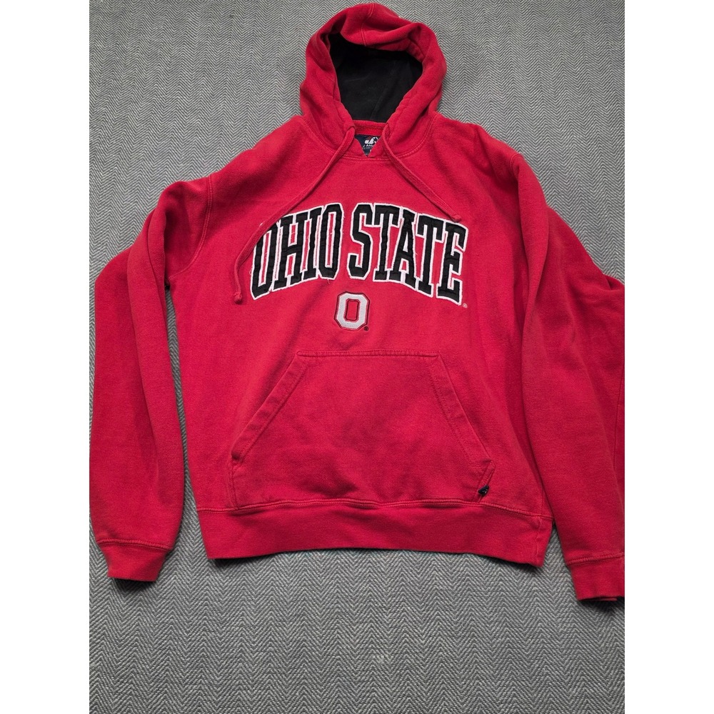 Ohio State Buckeyes J America‎ Hoodie Mens Medium Red Embroidered Pullover NCAA